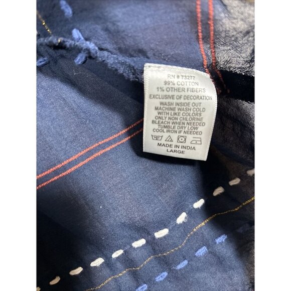 Mettle‎ Blue Short Sleeve Blouse Flutter Sleeve Fringe Women’s L - Picture 5 of 6